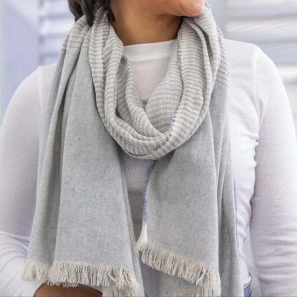 NWT Be Kind by Ellen x Tribe Alive upcycled denim lightweight cotton scarf